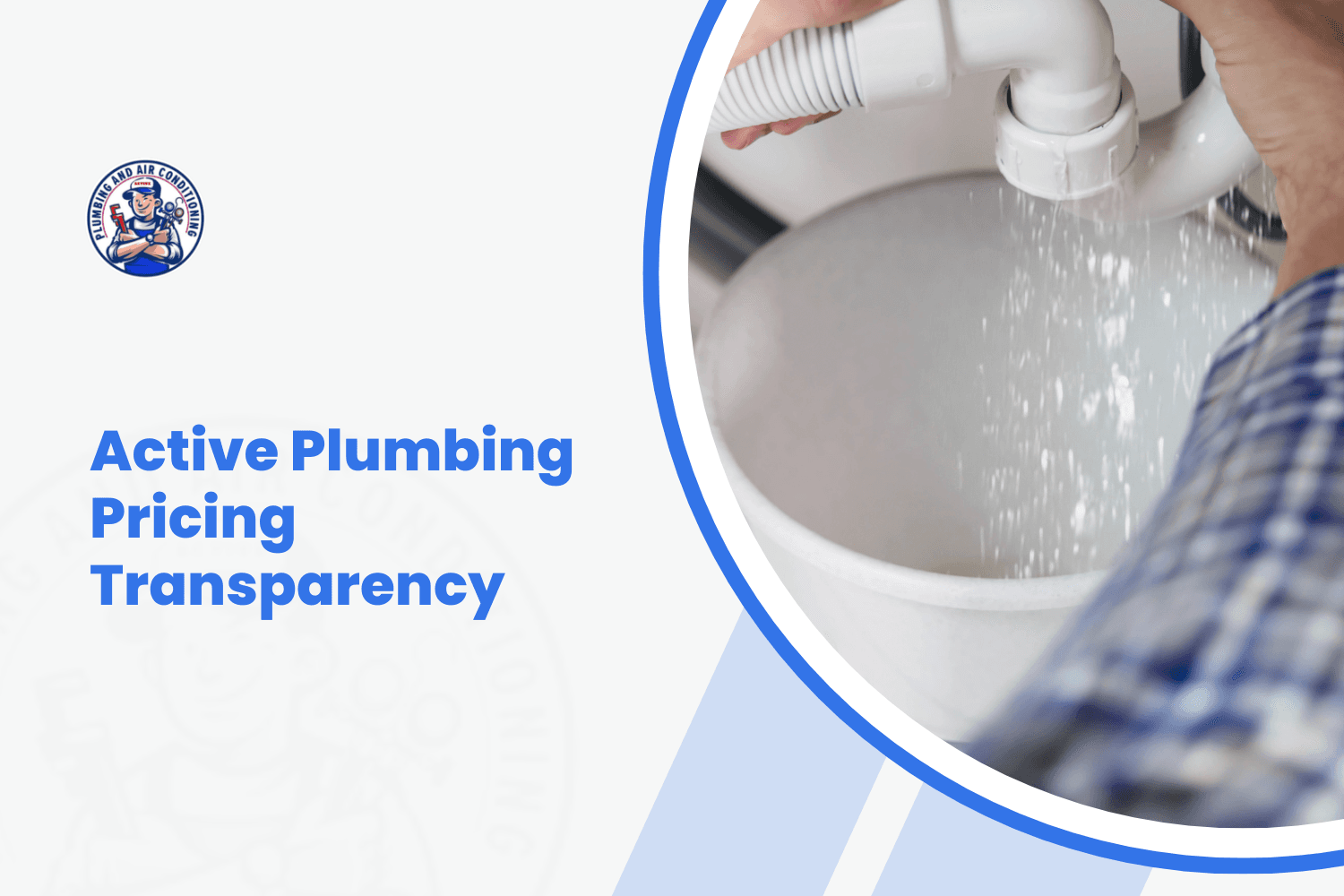 Plumber connecting flexible drain hose to toilet pipe with water spraying