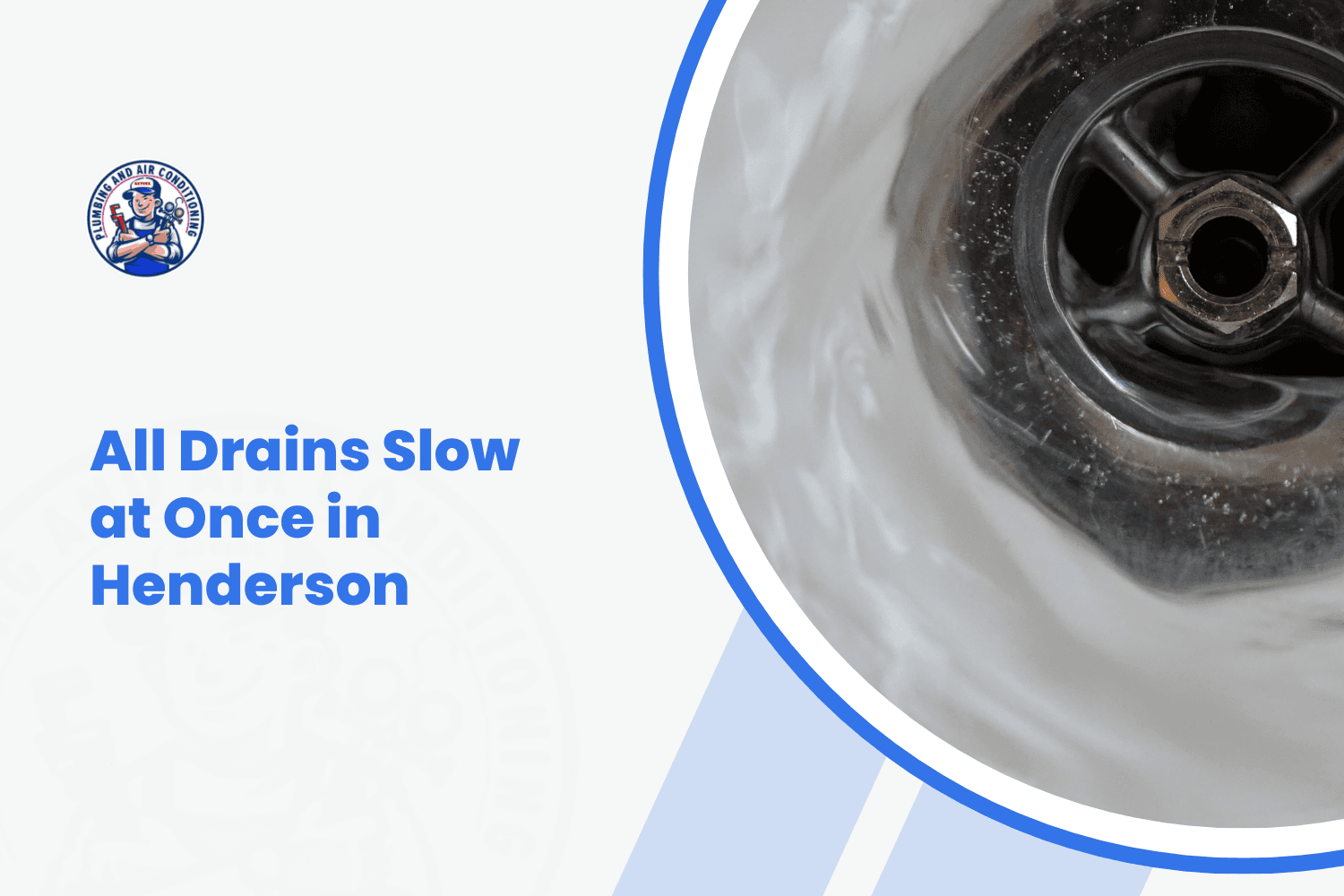 Slow draining sink with water swirling around a dark clogged drain stopper