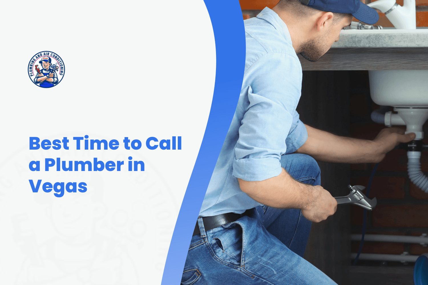 Plumber working under sink with wrench during non-emergency daytime service call