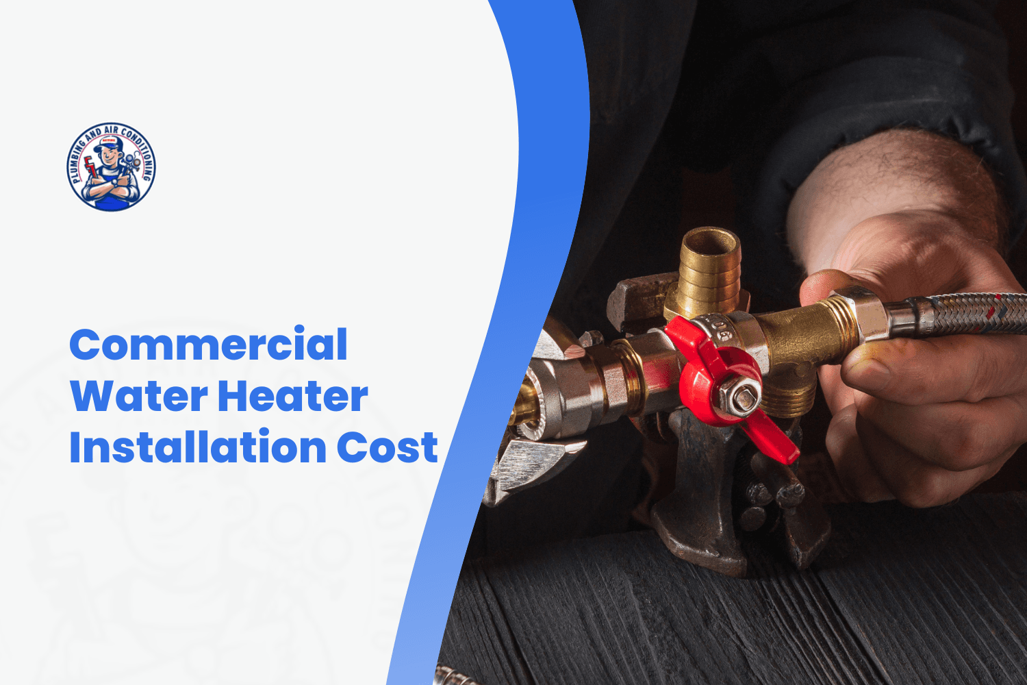 Plumber connecting brass ball valve fittings for commercial water heater installation