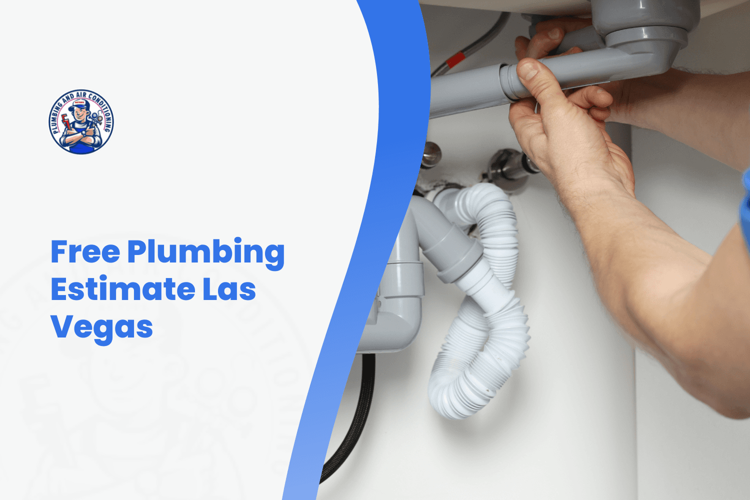 Plumber connecting gray PVC drain pipes under sink for free Las Vegas estimate