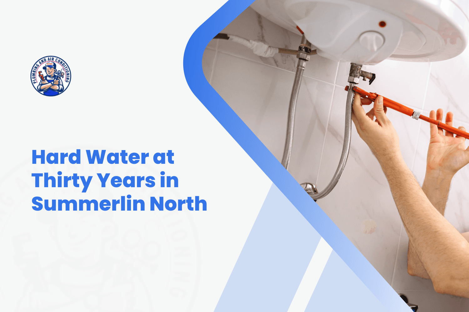 Plumber using orange wrench to tighten water heater connections in Summerlin North home