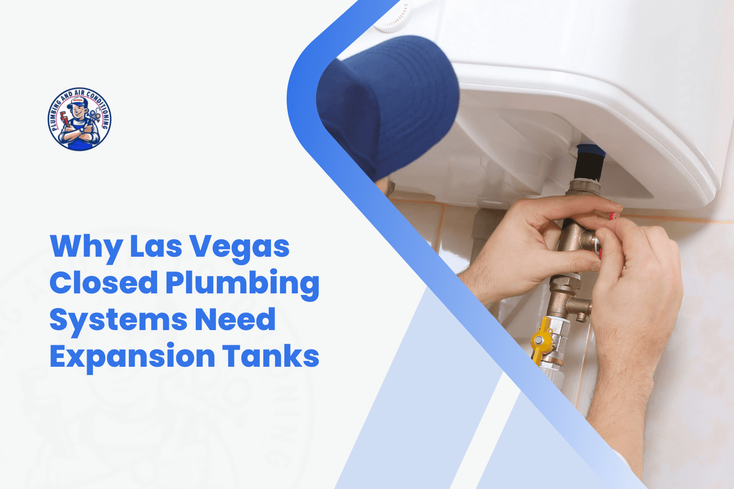 Plumber installing brass expansion tank valve on closed plumbing water heater system