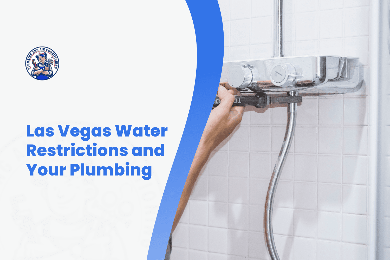 Plumber installing water-efficient shower fixture to comply with Las Vegas water restrictions