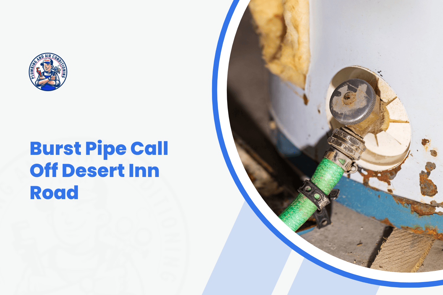 Corroded burst pipe fitting with green hose clamp near Desert Inn Road plumbing repair