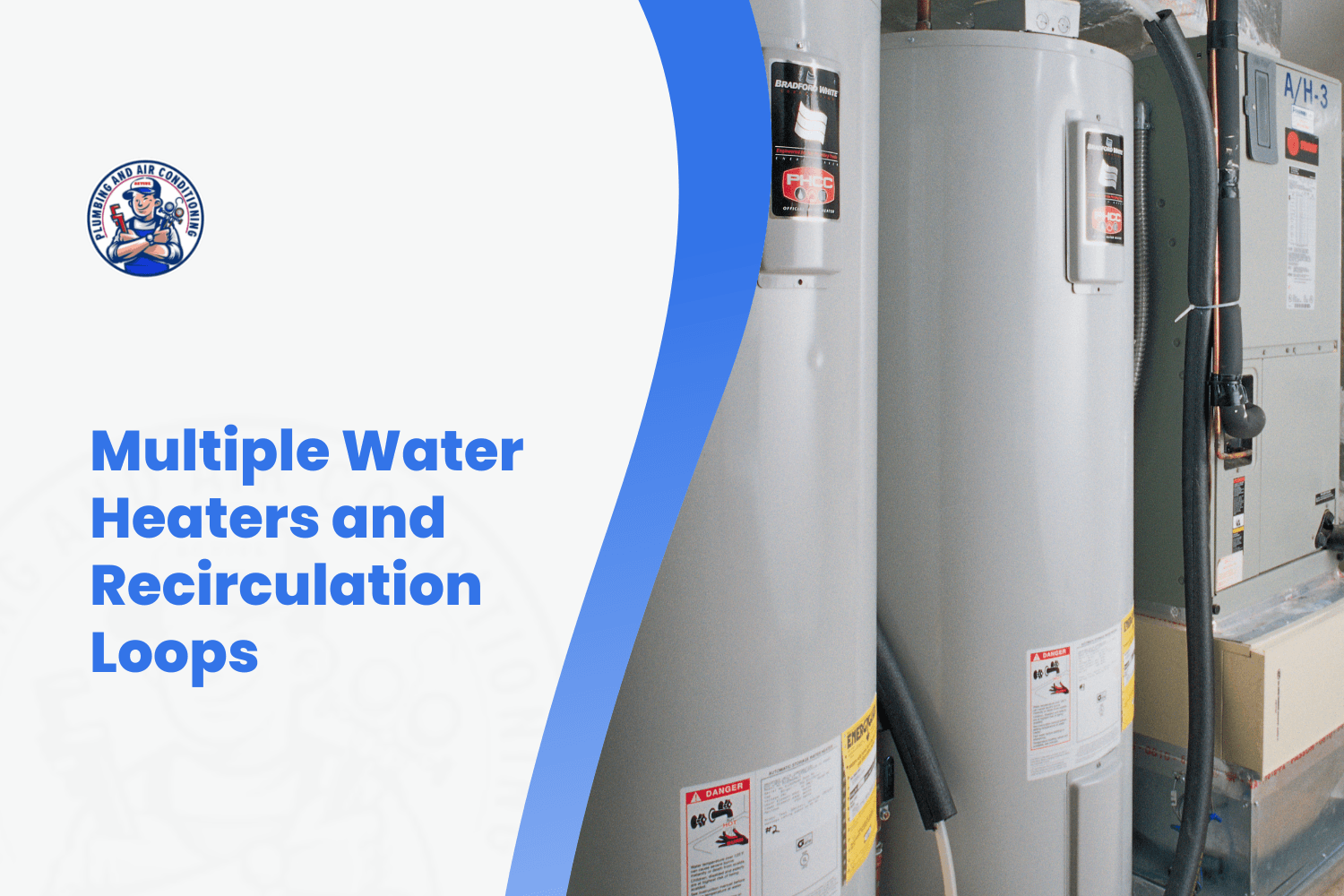 Two Bradford White water heaters installed alongside HVAC air handler unit indoors