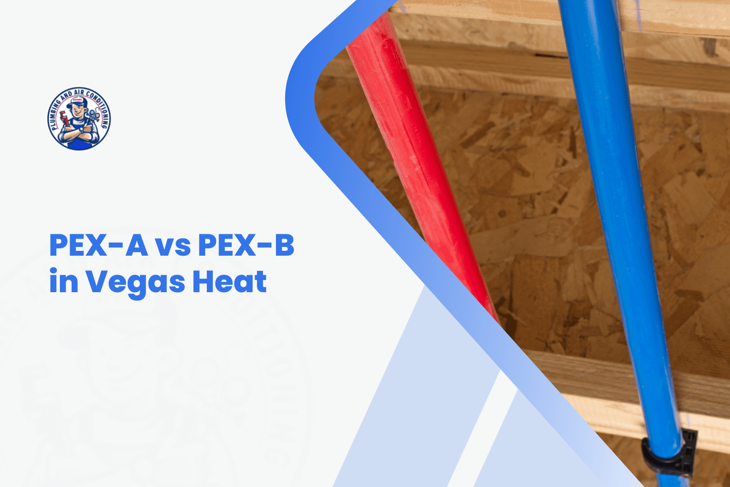 Red and blue PEX pipes installed in wooden framed ceiling during construction