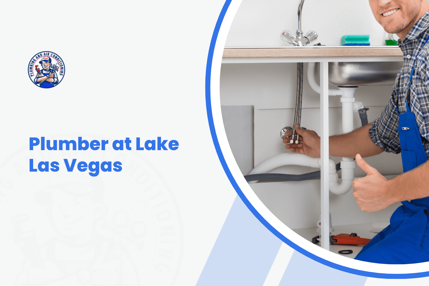 Smiling plumber giving thumbs up while fixing pipes under kitchen sink Lake Las Vegas