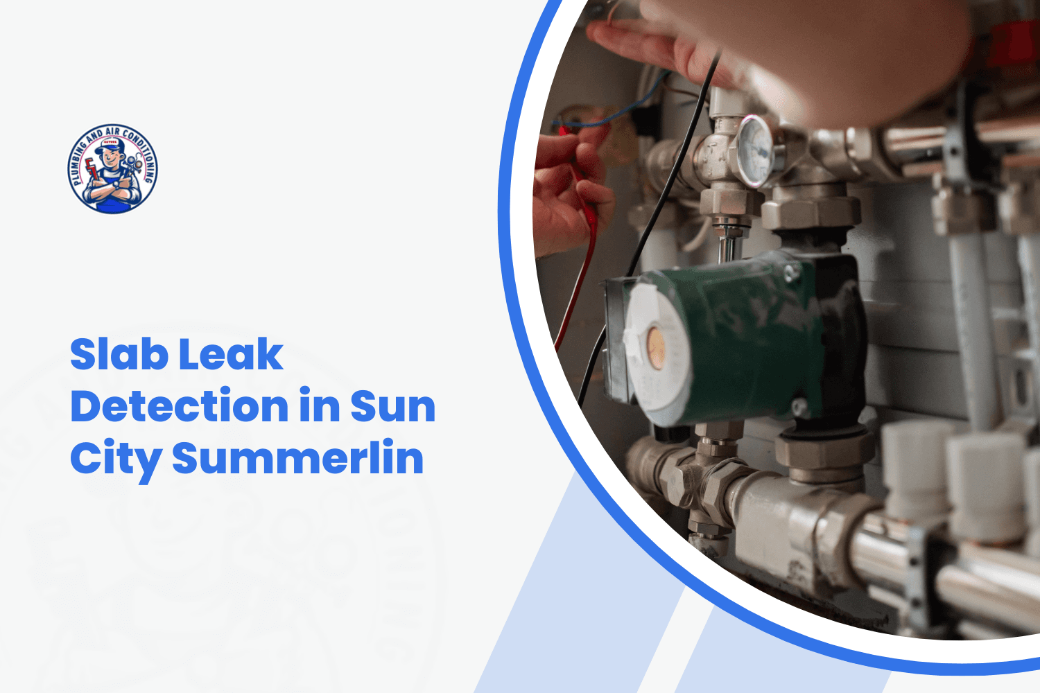 Technician testing plumbing valves and pressure gauge for slab leak detection service