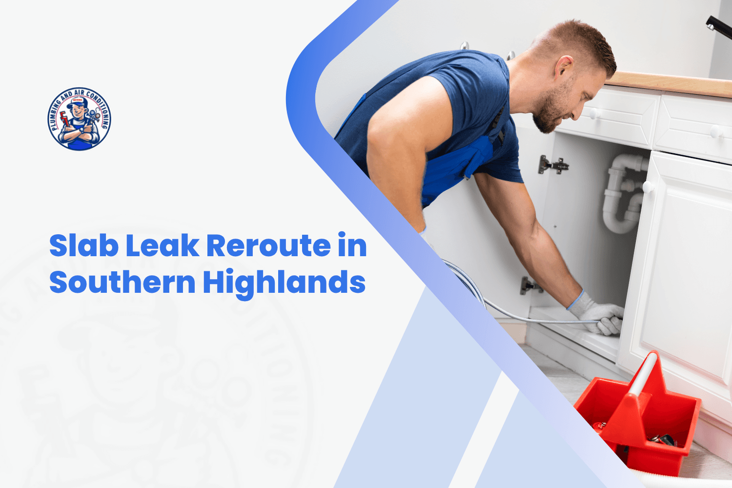 Plumber rerouting pipes under kitchen sink cabinet during slab leak repair Southern Highlands