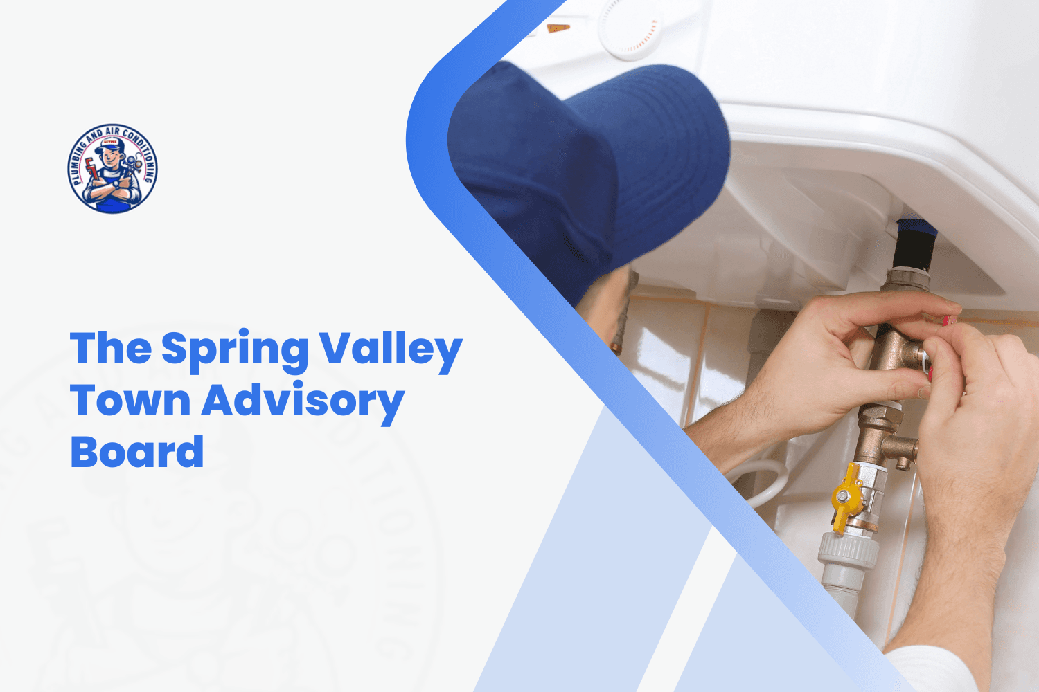 Plumber installing brass valve fittings on water heater tank in Spring Valley home