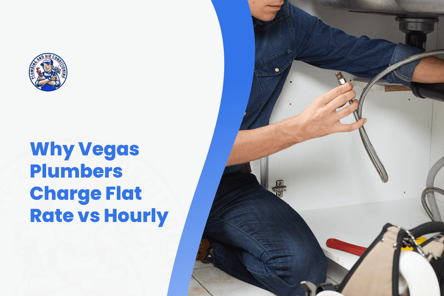 Vegas plumber working under kitchen sink connecting flexible water supply hoses