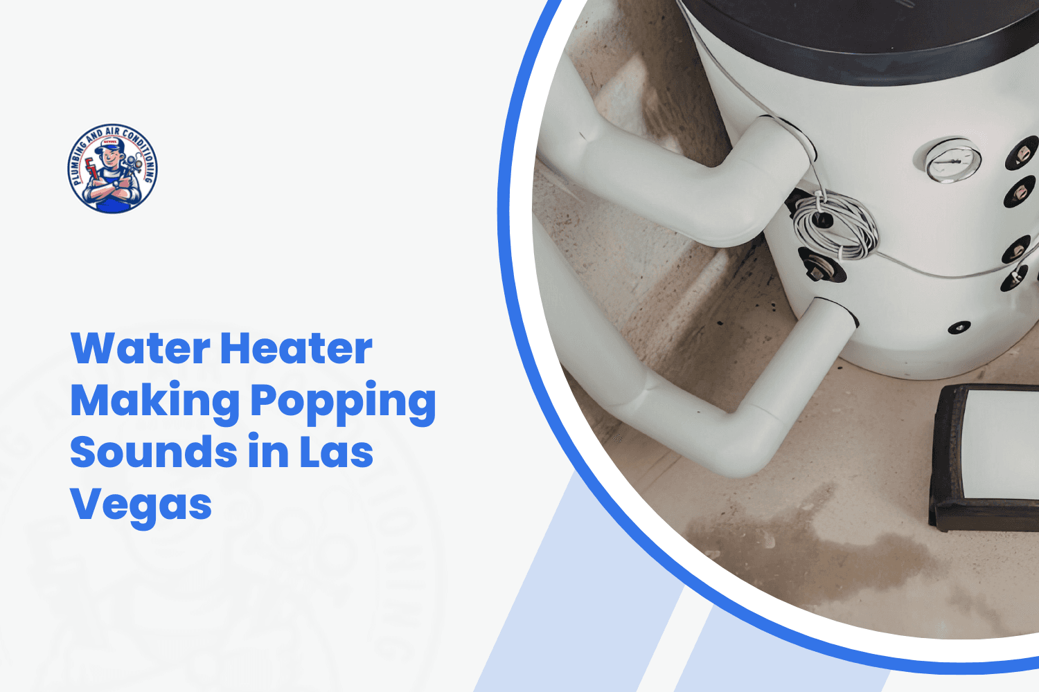 White water heater tank with pipes showing sediment buildup and moisture on floor