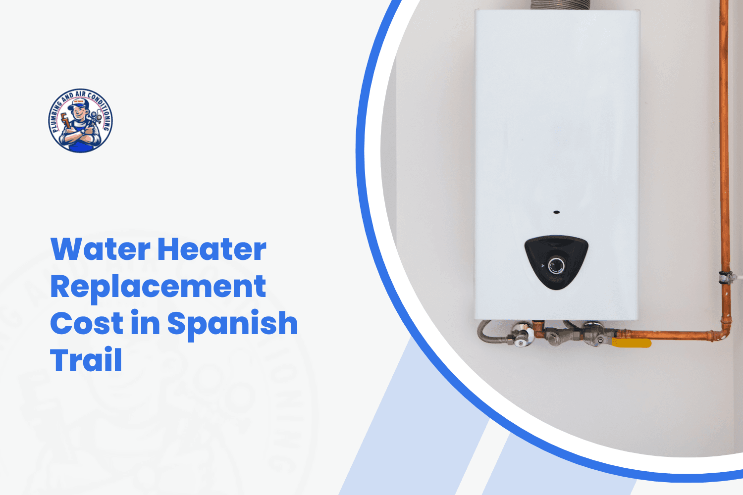 Tankless water heater with copper pipes showing replacement cost in Spanish Trail