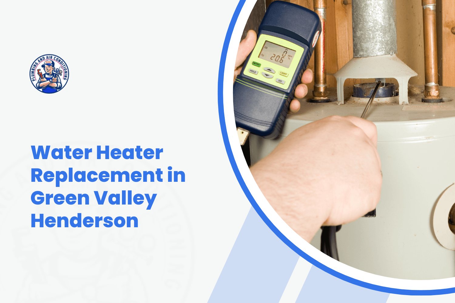 Technician using gas detector meter to inspect water heater in Green Valley Henderson