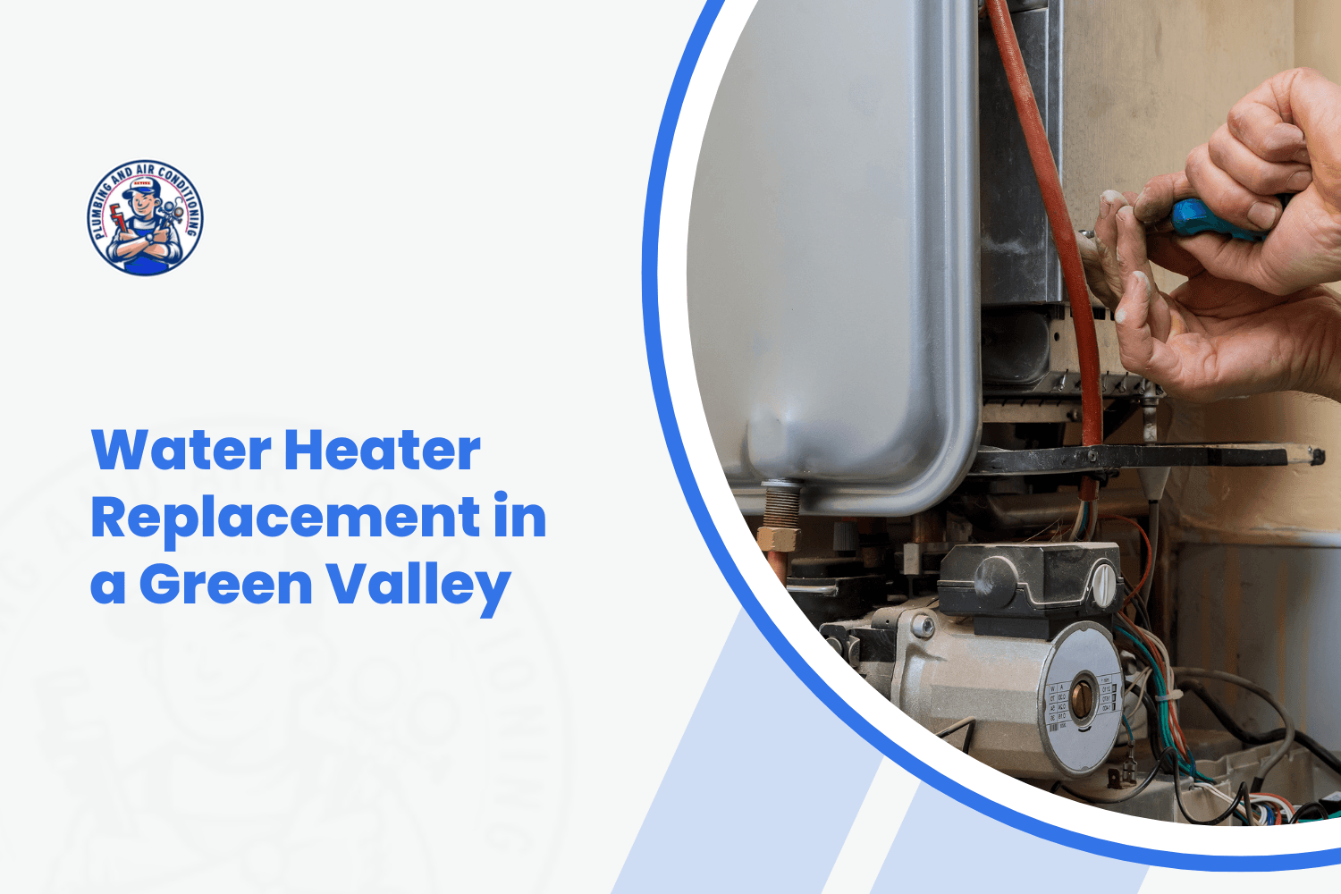 Technician using screwdriver to replace water heater components in Green Valley home