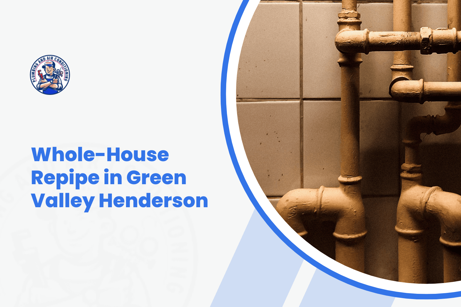 Corroded copper pipes against tiled wall requiring whole-house repipe in Henderson